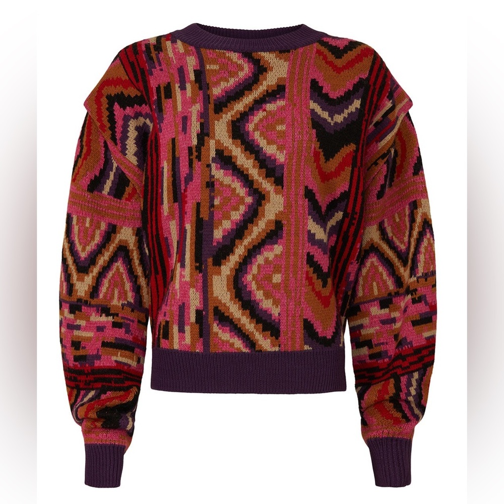 Farm Rio Boho Multicolor Striped Patchwork Knit S… - image 6